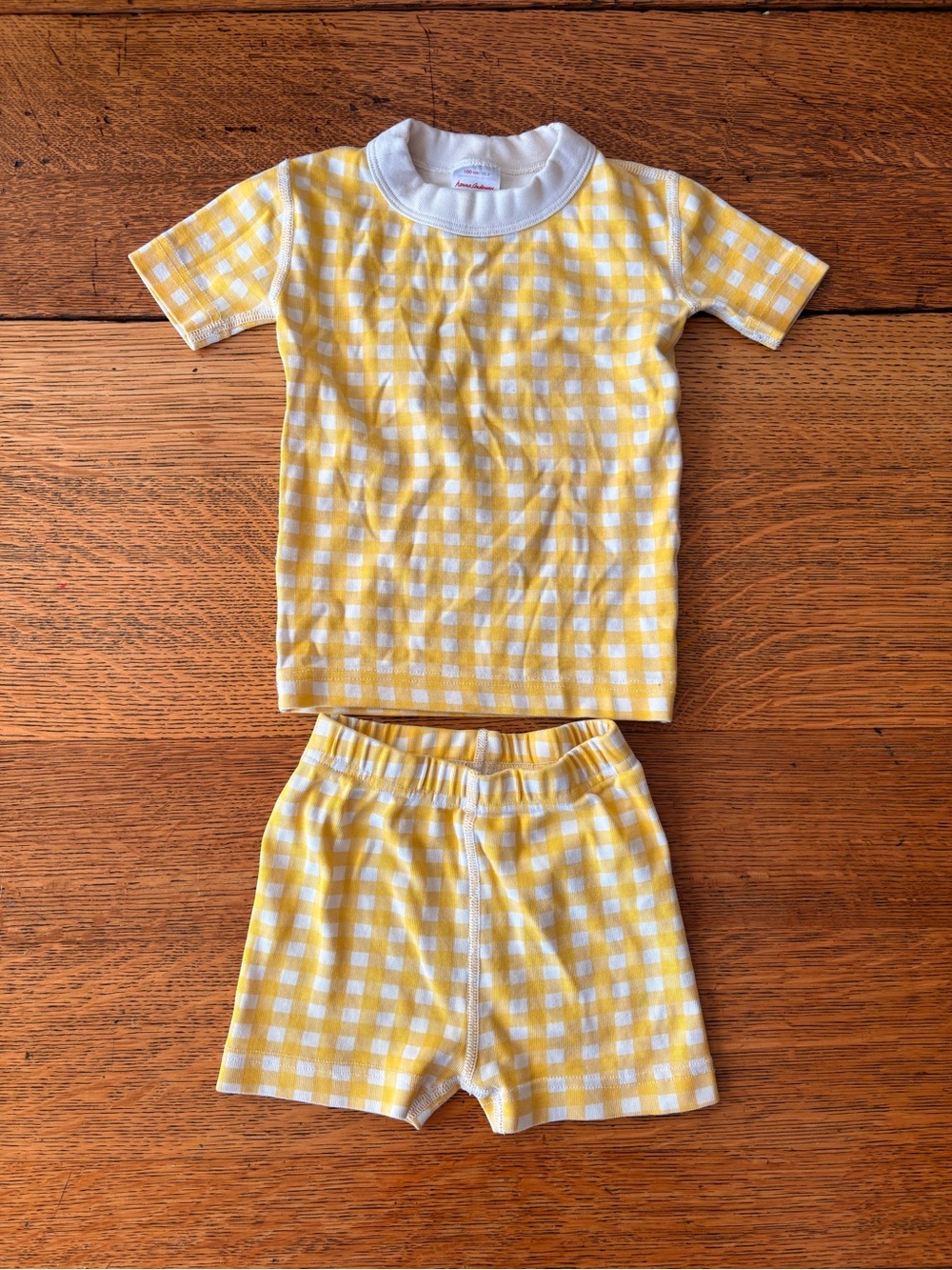 Hanna Andersson Yellow and White Gingham Short Pajama Set